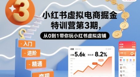 小红书虚拟电商掘金特训营第3期，从0到1带你玩小红书虚拟店铺