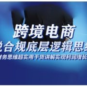 跨境电商财稅合规底层逻辑思维课,财务思维超实用于货讲解实现利润增长