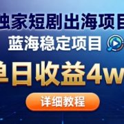 全网独家短剧出海掘金,蓝海红利,单日最高收益5w+,别卷国内了【揭秘】