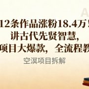 12条作品涨粉18.4W！讲古代智慧，AI项目大爆款，全流程教程
