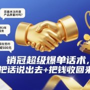销冠超级爆单话术，把话说出去+把钱收回来