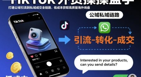 TikTok外贸操盘手，打通公域引流到私域成交全链路，低成本获取高质量海外询盘