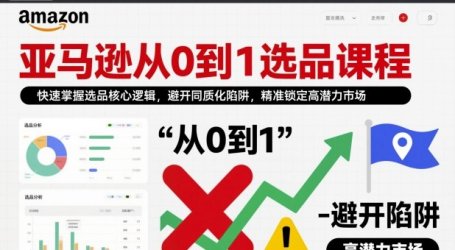 亚马逊从0到1选品课程，快速掌握选品核心逻辑，避开同质化陷阱，精准锁定高潜力市场