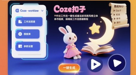 Coze扣子工作流一键生成童话皮克斯风格立体书视频，保姆级工作流搭建教程
