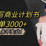 AI代写商业计划书，一单3000+，提供接单渠道，主打长期稳定，永不失业