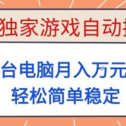全网独家游戏自动掘金,一台电脑月入1W+,轻松简单稳定,适合新手小白【揭秘】