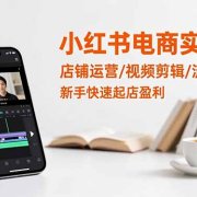 小红书电商实战课：店铺运营/视频剪辑/流量曝光，新手快速起店盈利
