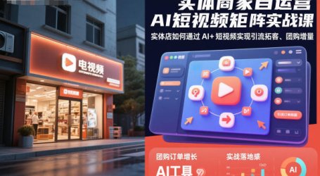 实体商家自运营AI短视频矩阵实战课，实体店如何通过AI+短视频实现引流拓客、团购增量