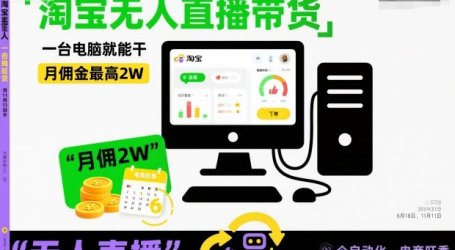淘宝无人直播带货，一台电脑就能干，月佣金最高2W，电商旺季【揭秘】