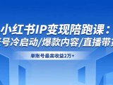 小红书IP变现陪跑课：账号冷启动/爆款内容/直播带货，单账号最高收益2万+