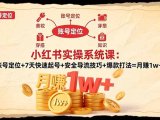 小红书实操系统课:账号定位+7天快速起号+安全导流技巧+爆款打法=月赚1w+
