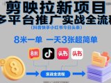剪映拉新项目多平台推广实战全流程(抖音快手小红书今日头条),8米一单,一天3张超简单