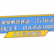 治愈系视频情感赛道,冷门玩法,小白轻松上手,日入可达1000+