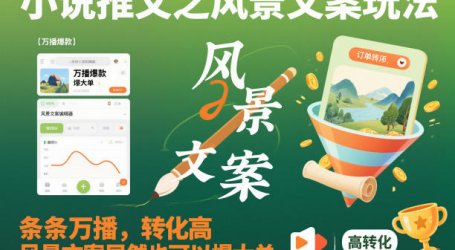 小说推文之风景文案玩法,条条万播,转化高,风景文案居然也可以爆大单!