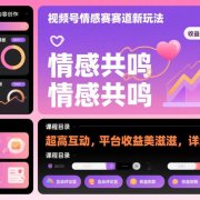 视频号情感赛道新玩法,超高互动,平台收益美滋滋,详细课程
