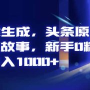 AI一键生成，头条原创情感故事，新手0粉也可日入1000+