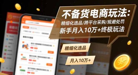 不备货电商玩法:精细化选品/跨平台采购/规避处罚,新手月入10万+终极玩法