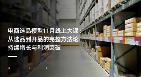 电商选品模型11月线上大课:从选品到开品的完整方法论 持续增长与利润突破