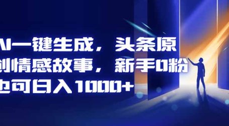 AI一键生成,头条原创情感故事,新手0粉也可日入1000+