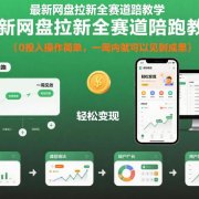 最新网盘拉新全赛道陪跑教学，0投入操作简单，一周内就可以见到成果