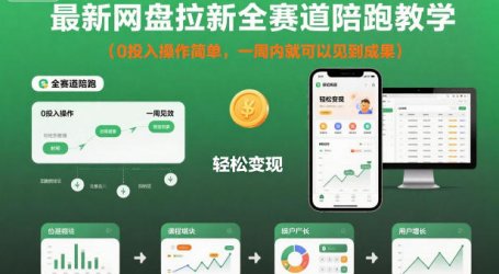 最新网盘拉新全赛道陪跑教学，0投入操作简单，一周内就可以见到成果