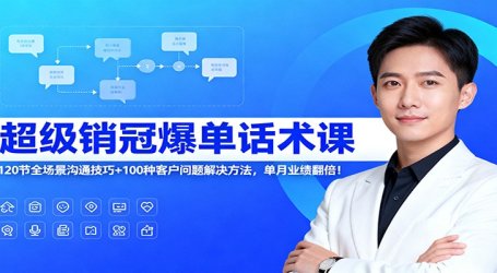 超级销冠爆单话术课:120节全场景沟通技巧+100种客户问题解决方法,单月业绩翻倍!