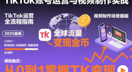 2025最新TikTok账号运营与视频制作实战全流程，从0到1掌握TK变现(含11月最新TK搬运技术)