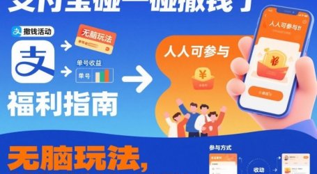 支付宝碰一碰撒钱了,无脑玩法,单号最低能搞几张,人人可以撸【揭秘】